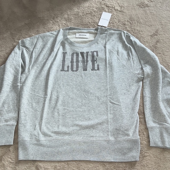 Zadig & Voltaire sweatshirt “LOVE” gray size L NWT - Picture 3 of 7